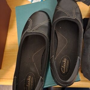 Clarks Black Slip-On Shoes
